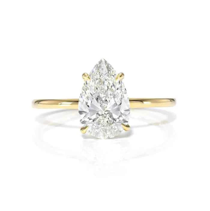 1.50 Ct Pear Shaped Hidden Halo Moissanite Ring in Rose Gold