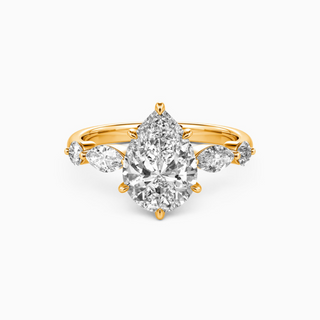 2 Carat Pear Cut Moissanite Five Stone Ring in White Gold