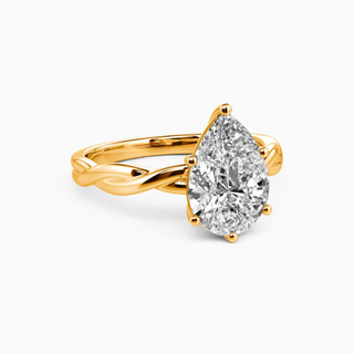 1.50 Carat Pear Cut Solitaire Moissanite Twisted Ring in Rose Gold