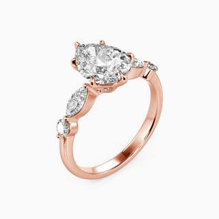 2 Carat Pear Cut Moissanite Five Stone Ring in White Gold