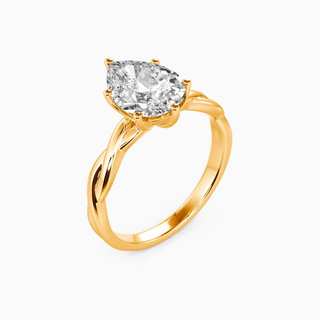 1.50 Carat Pear Cut Solitaire Moissanite Twisted Ring in Rose Gold