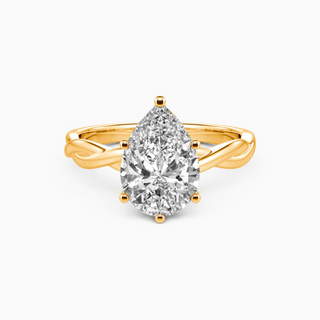 1.50 Carat Pear Cut Solitaire Moissanite Twisted Ring in Rose Gold