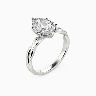 1.50 Carat Pear Cut Solitaire Moissanite Twisted Ring in Rose Gold