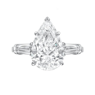 2 Ct Pear Cut Diamond with Tapered Baguette Side Stones