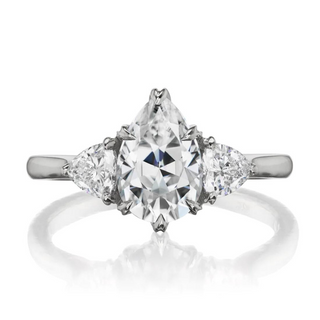 2.20 Ct Pear Shaped Moissanite Three Stone Ring in White Gold