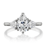 Load image into Gallery viewer, 2.20 Ct Pear Shaped Moissanite Three Stone Ring in White Gold
