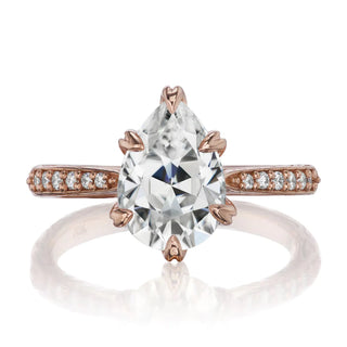 2 Carat Pear Shaped Moissanite Ring in Rose Gold