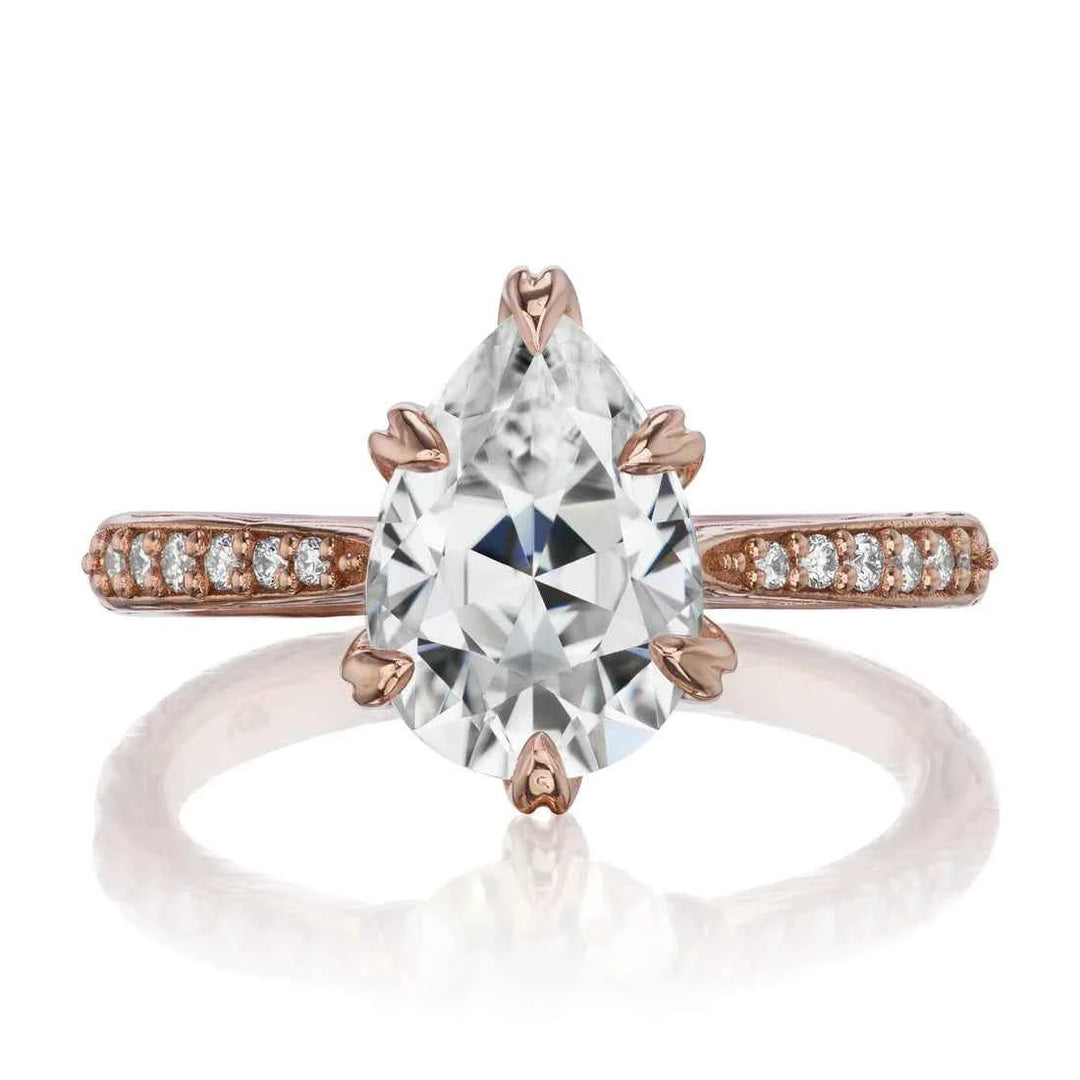 2 Carat Pear Shaped Moissanite Engagement Ring in White Gold