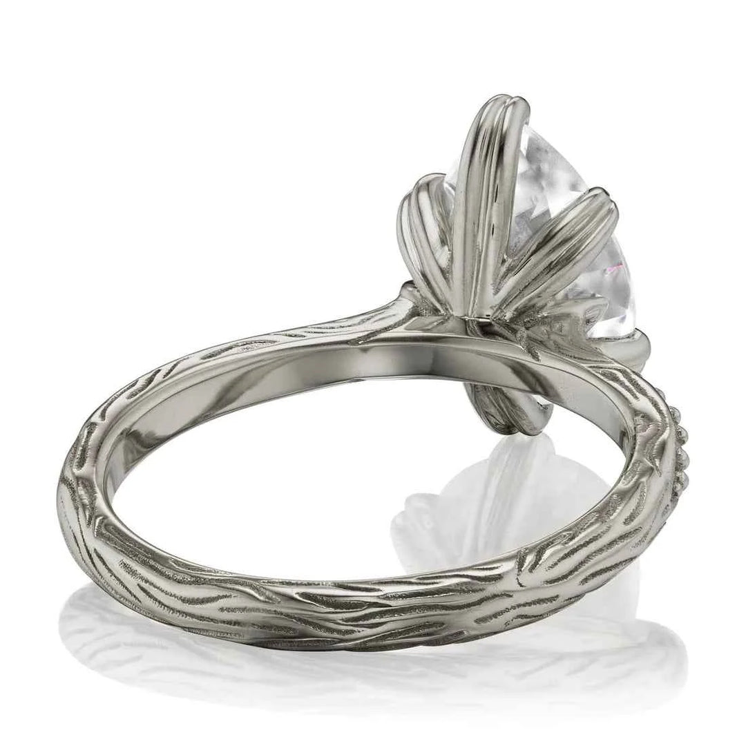 2 Carat Pear Shaped Moissanite Engagement Ring in White Gold