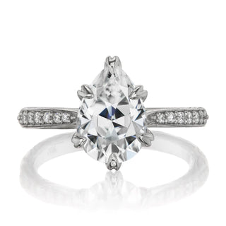 2 Carat Pear Shaped Moissanite Ring in White Gold