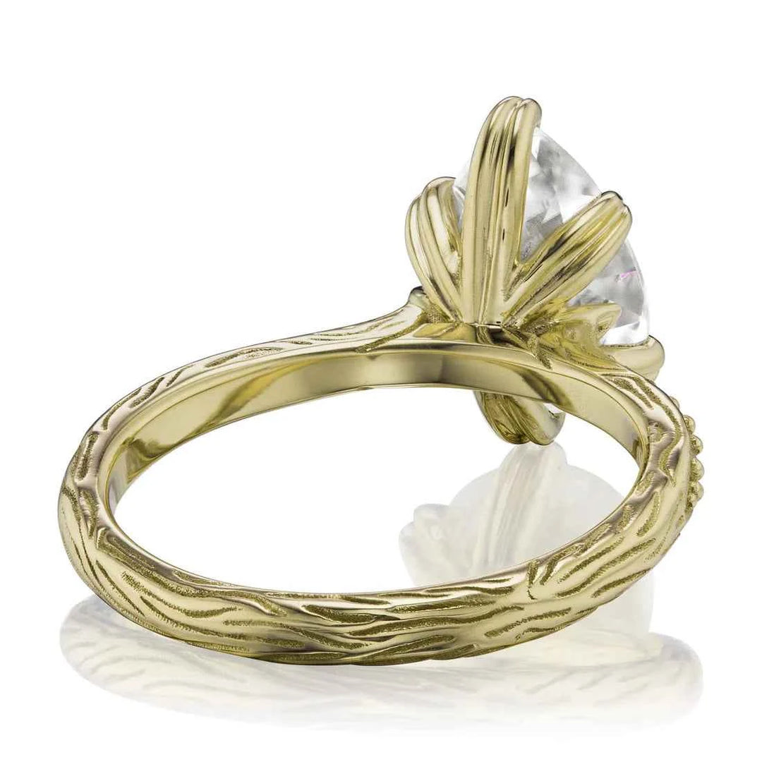 2 Carat Pear Shaped Moissanite Engagement Ring in White Gold