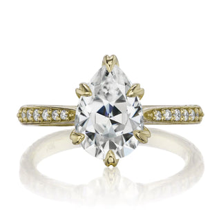 2 Carat Pear Shaped Moissanite Ring in Yellow Gold