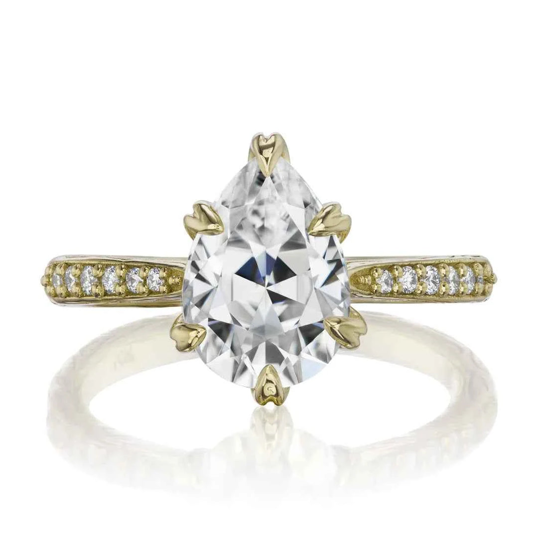2 Carat Pear Shaped Moissanite Engagement Ring in White Gold