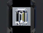 Load and play video in Gallery viewer, video view of an emerald cut moissanite, showing its clean step cuts, sharp edges, and brilliant light reflection.
