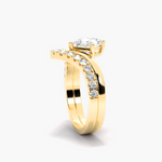 Load image into Gallery viewer, 1.20 Carat Princess Shape Curved Moissanite Bridal Set Ring in Yellow Gold
