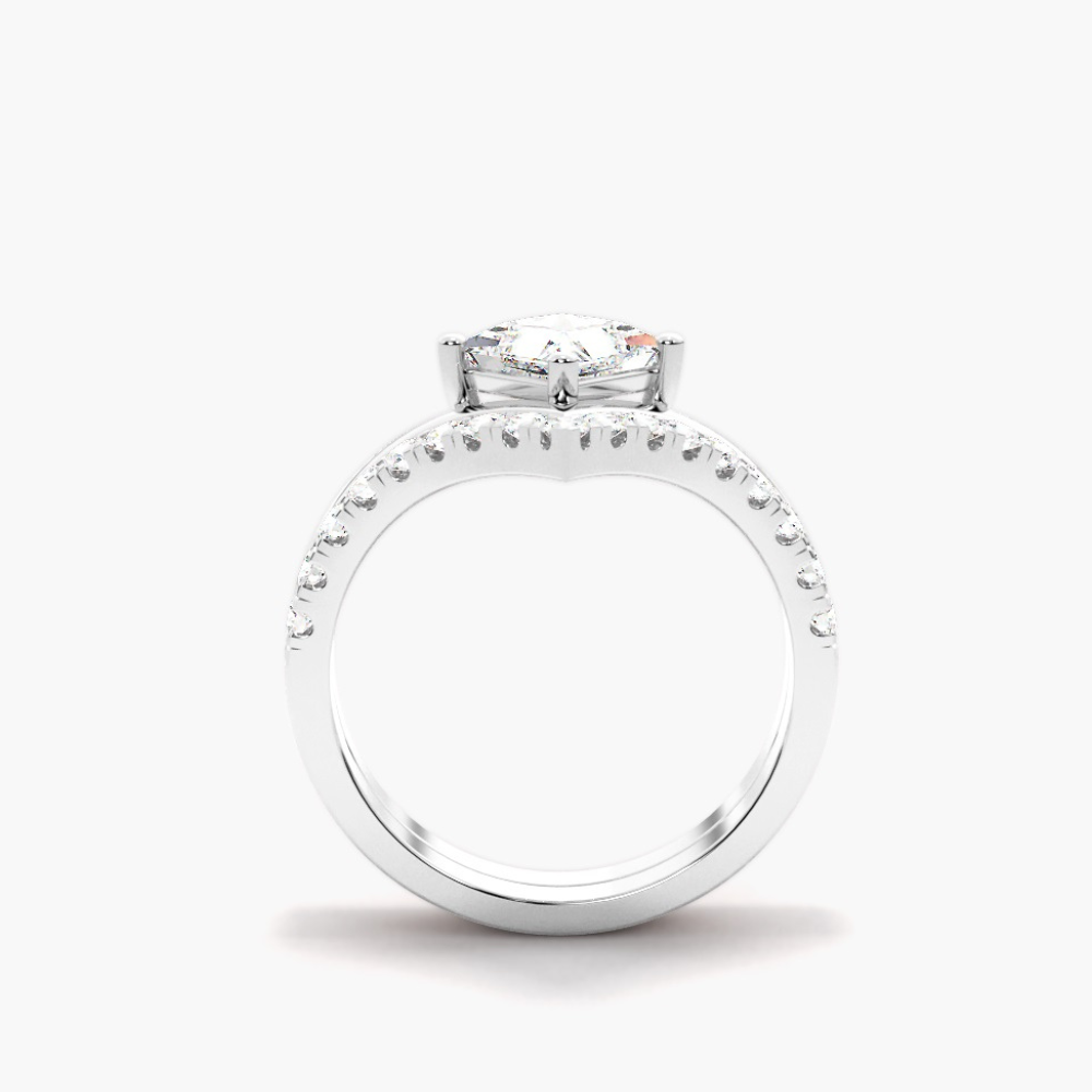 1.20 Carat Princess Shape Curved Moissanite Bridal Set Ring in Yellow Gold