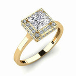 Load image into Gallery viewer, 1.50 Ct Princess Shape Halo Moissanite Bridal Set Ring in Rose Gold
