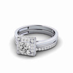 Load image into Gallery viewer, 1.50 Ct Princess Shape Halo Moissanite Bridal Set Ring in Rose Gold
