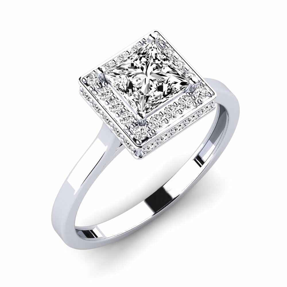 1.50 Ct Princess Shape Halo Moissanite Bridal Set Ring in Rose Gold