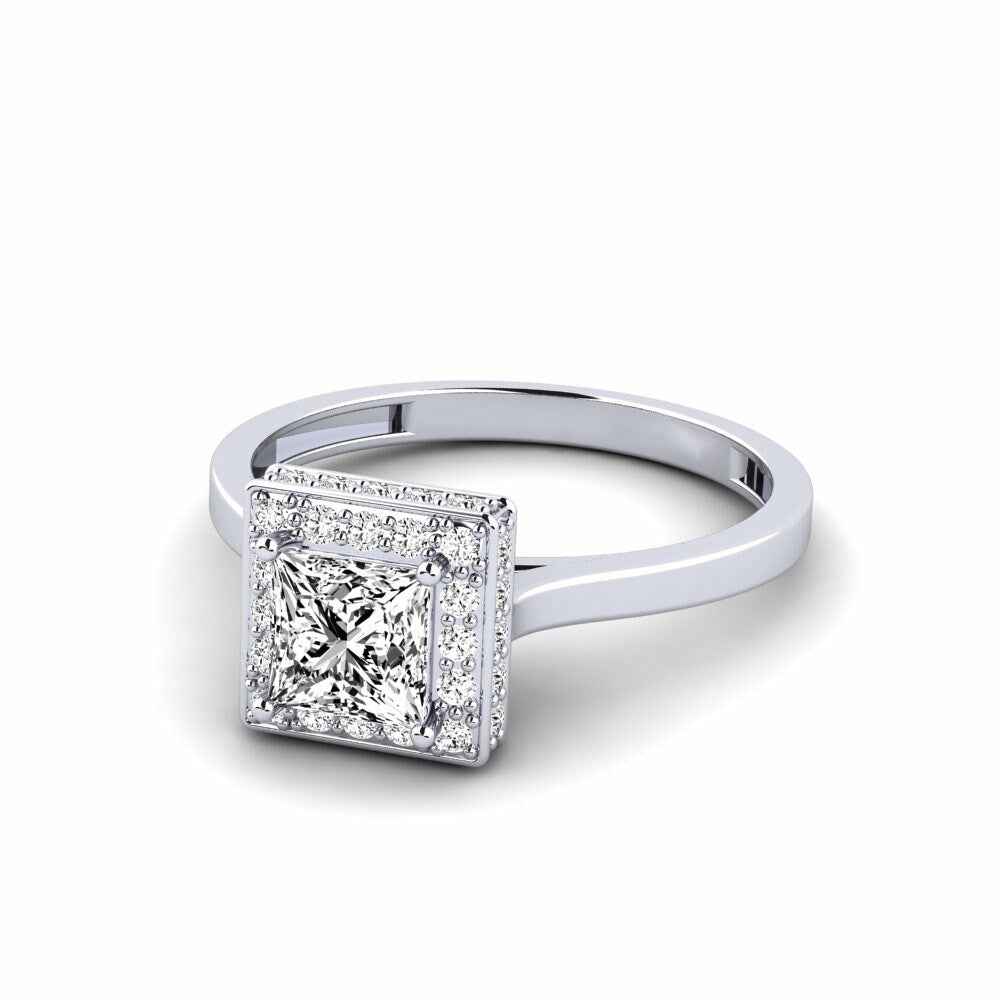1.50 Ct Princess Shape Halo Moissanite Bridal Set Ring in Rose Gold