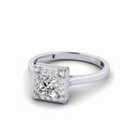 Load image into Gallery viewer, 1.50 Ct Princess Shape Halo Moissanite Bridal Set Ring in Rose Gold
