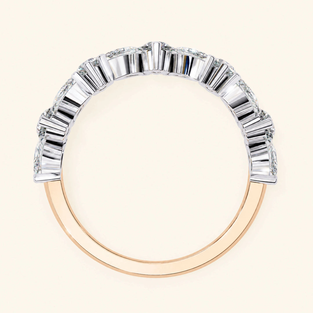 Back View Of Marquise And Round Wedding Band
