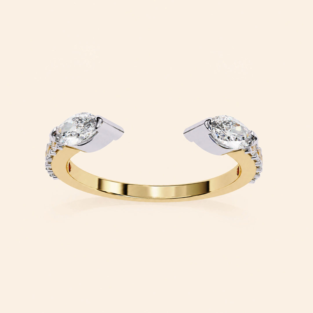 Front View Of Toi Et Moi Wedding Band