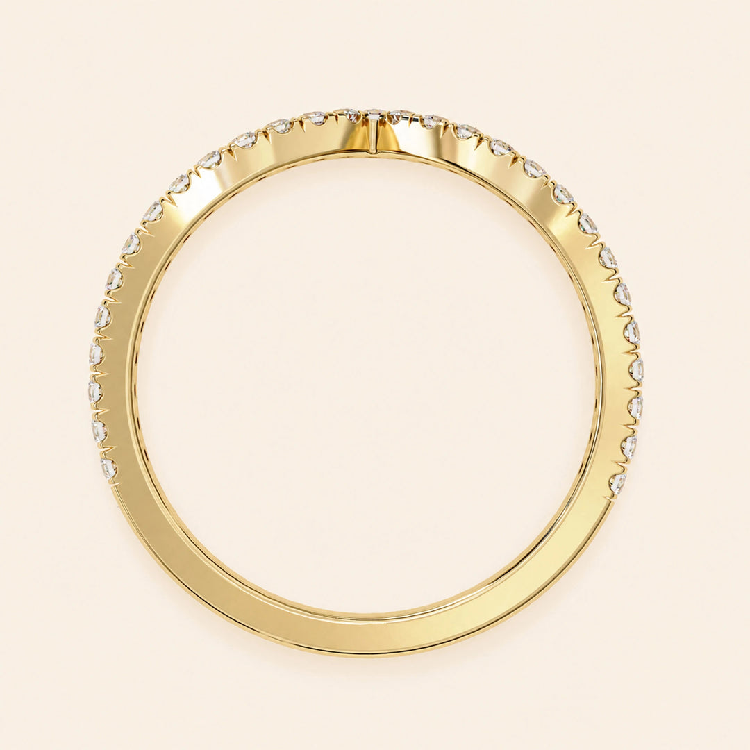 Back  View Of Round Cut Curved Wedding Band