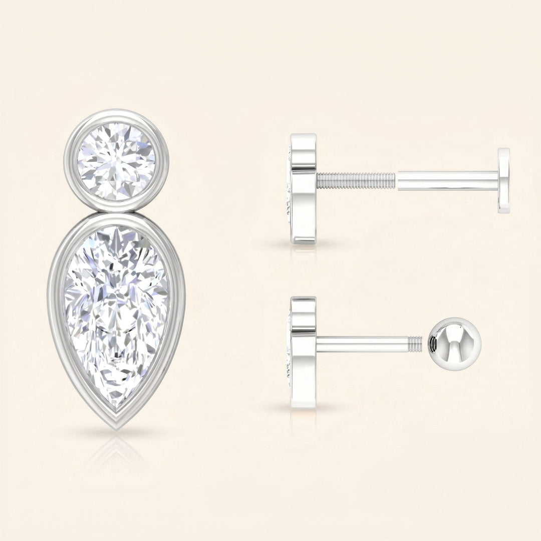 Round Pear Shape Stud Earrings