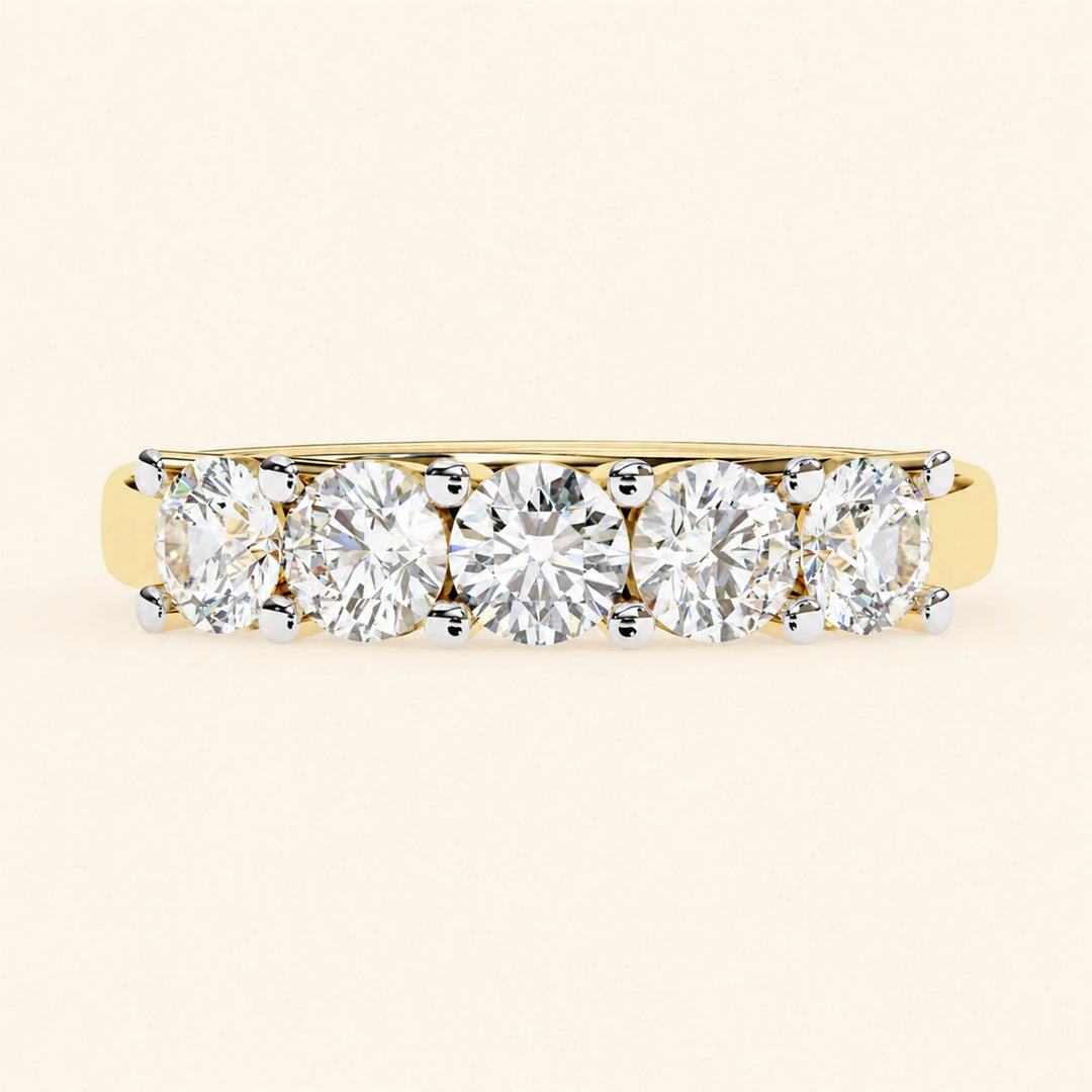 Front View Of 5 Stone Wedding Band