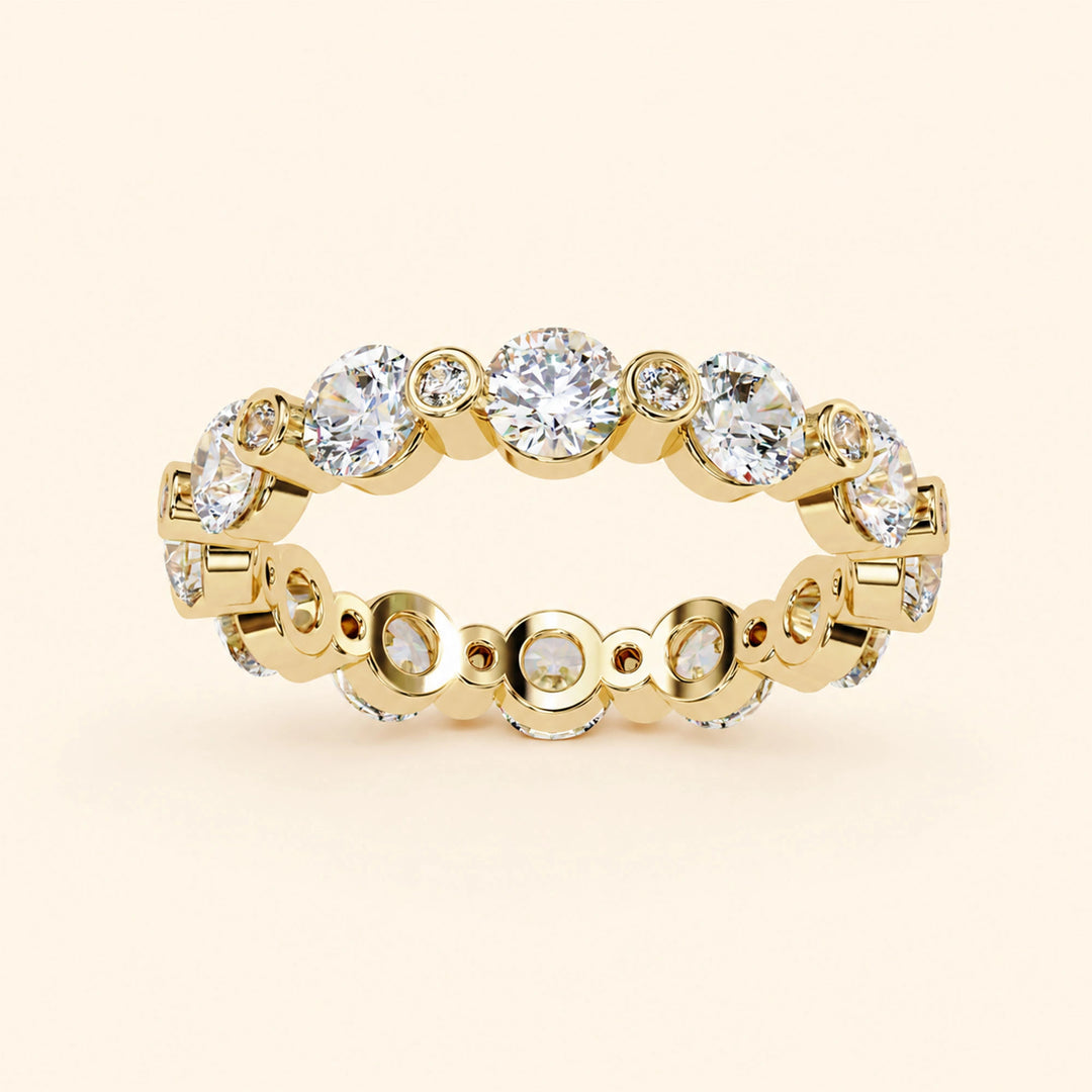 Angle View Of Round Cut Eternity Wedding Band