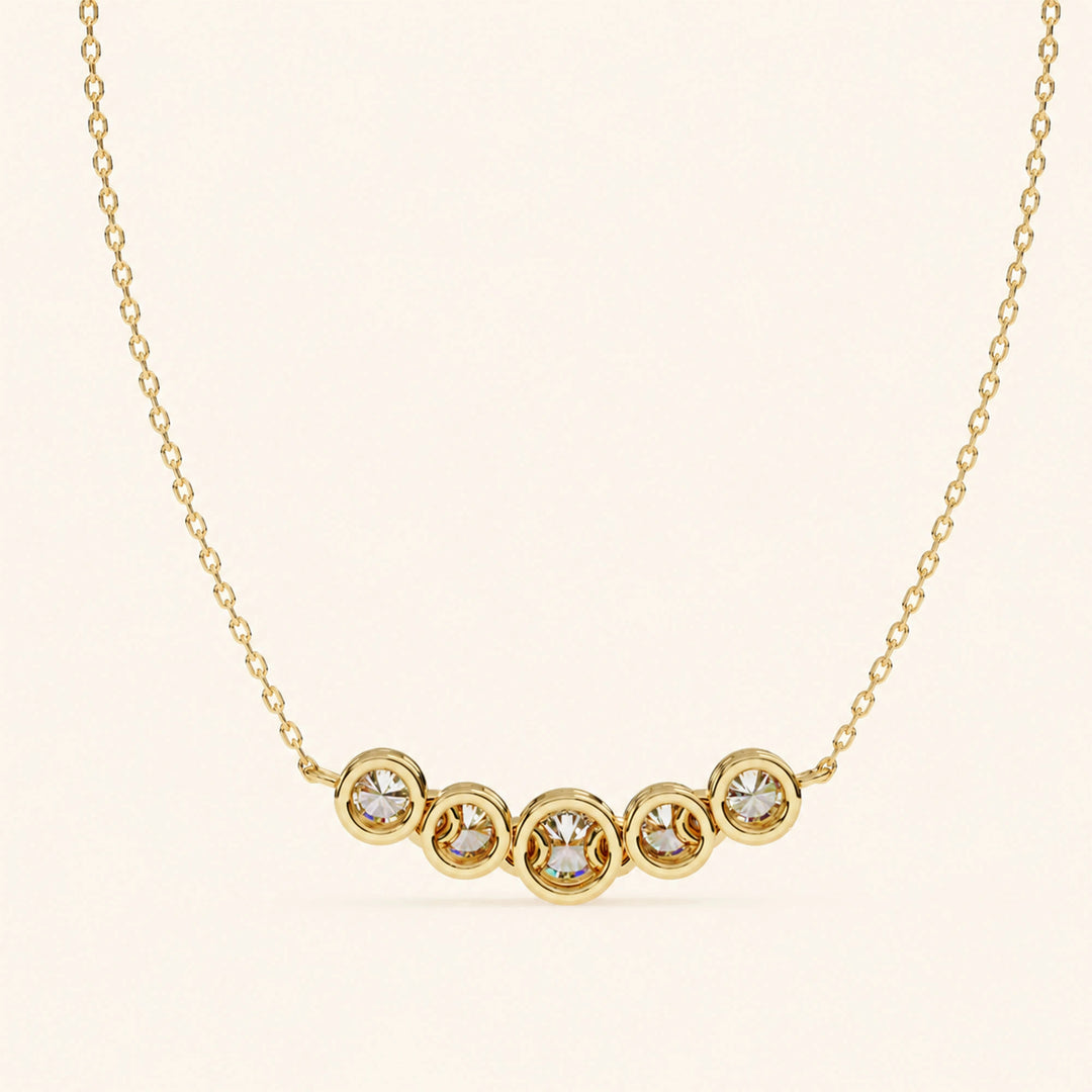 Back View Of Five Stone Bezel Necklace