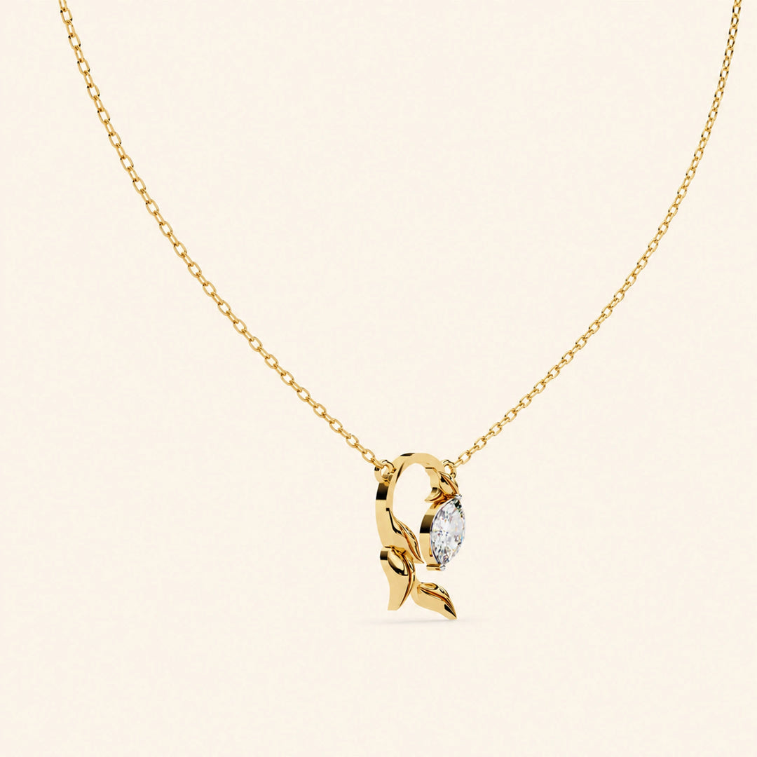 Front View Of Marquise Prong Set Necklace 