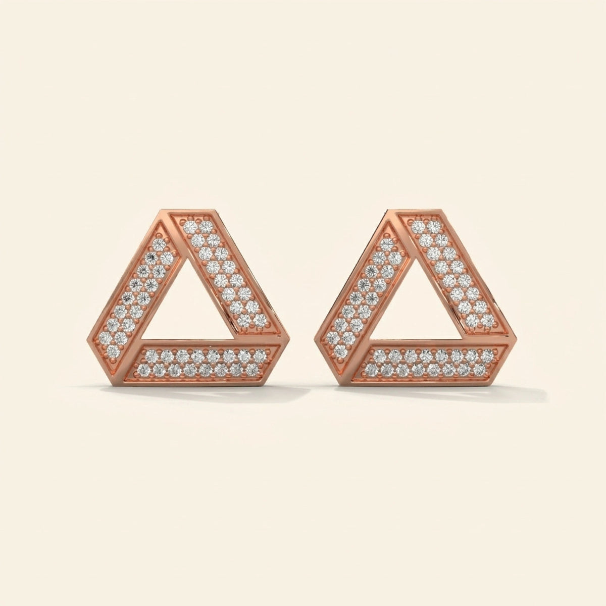 Front view of geometric stud earrings