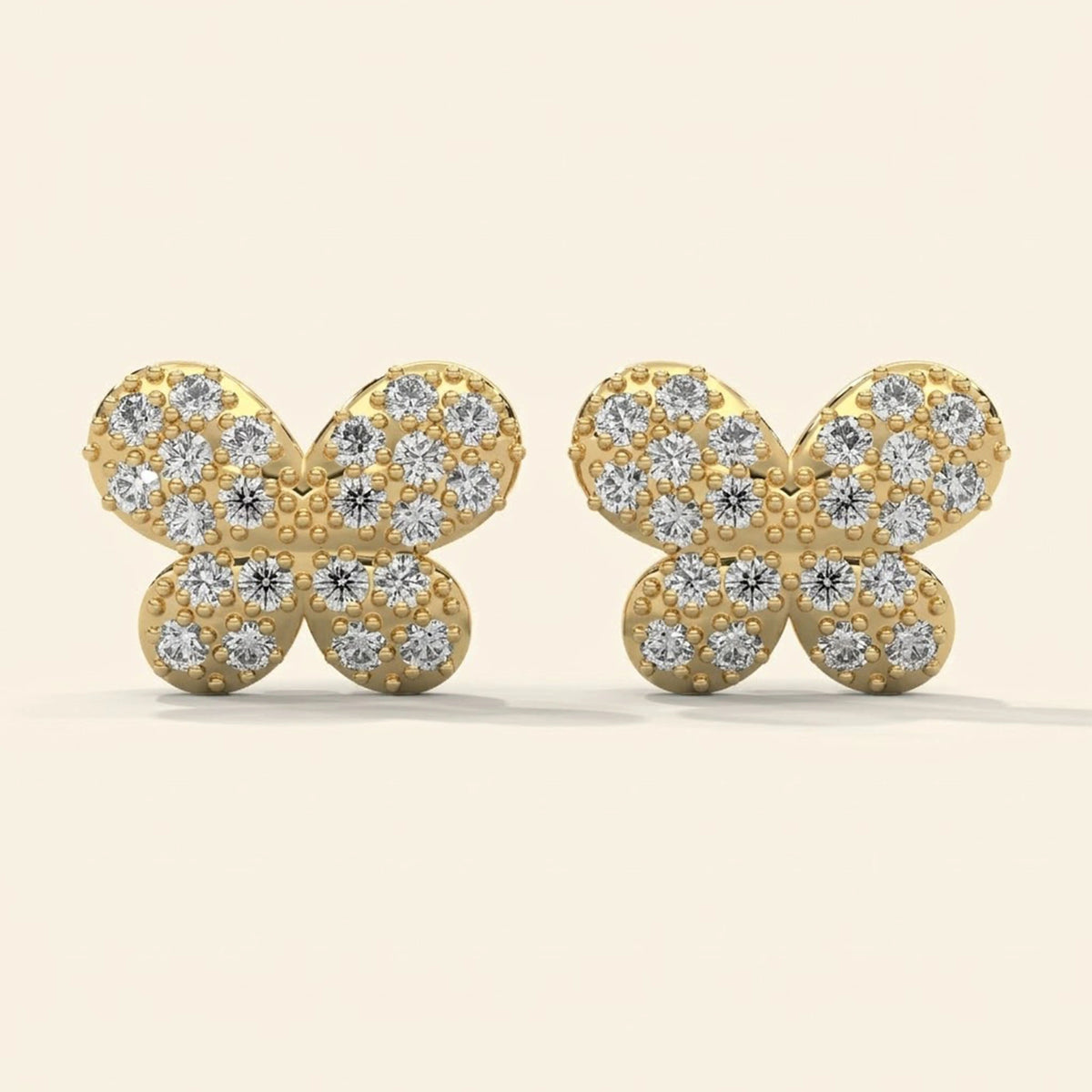 Front view of butterfly stud earrings
