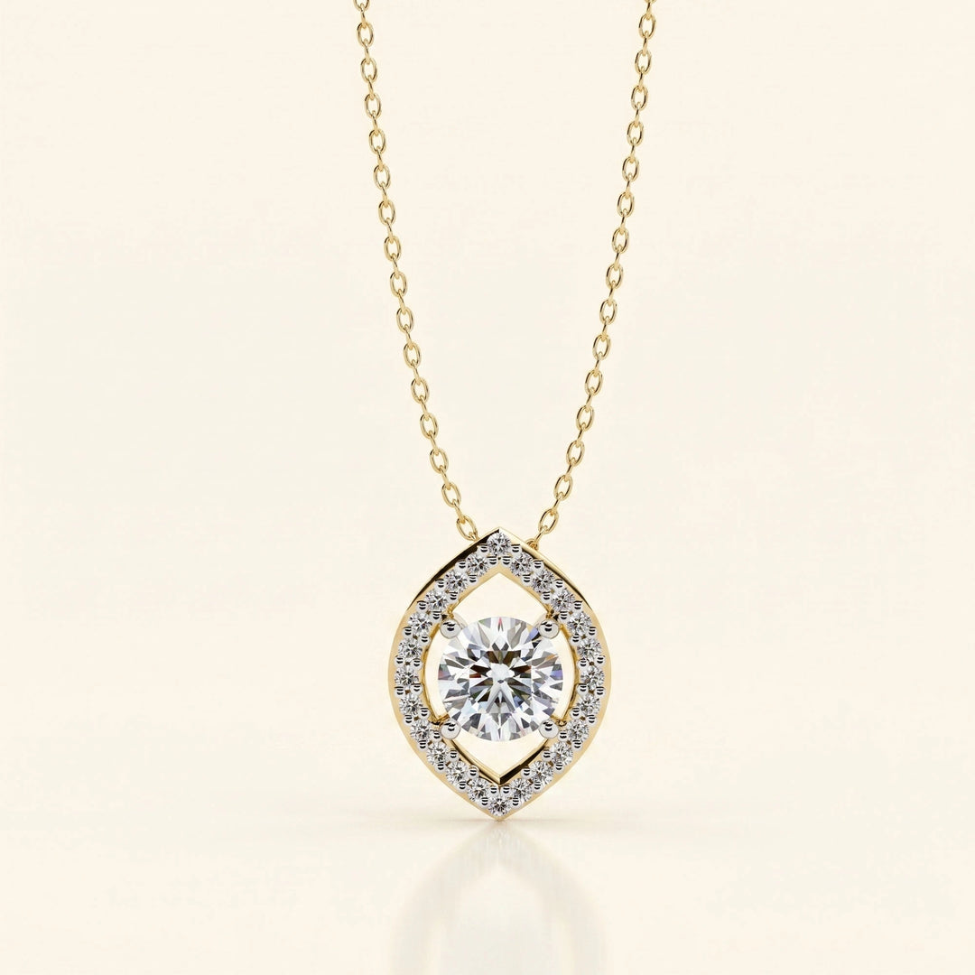 Round Marquise Cut Halo Pendant