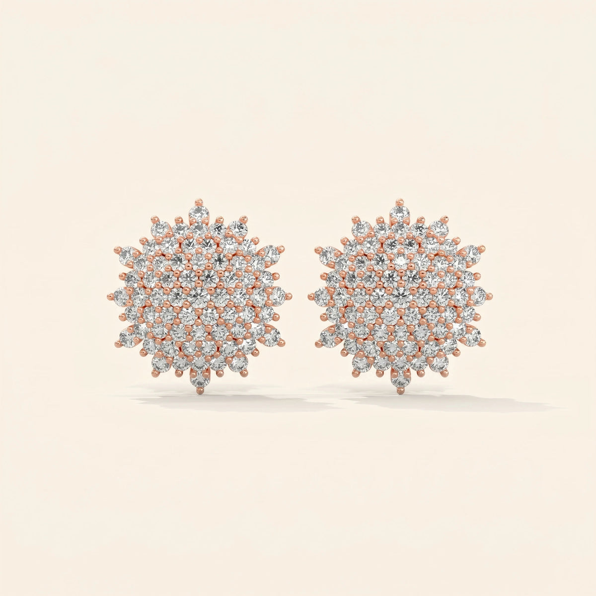 Front view of earrings studs floral design