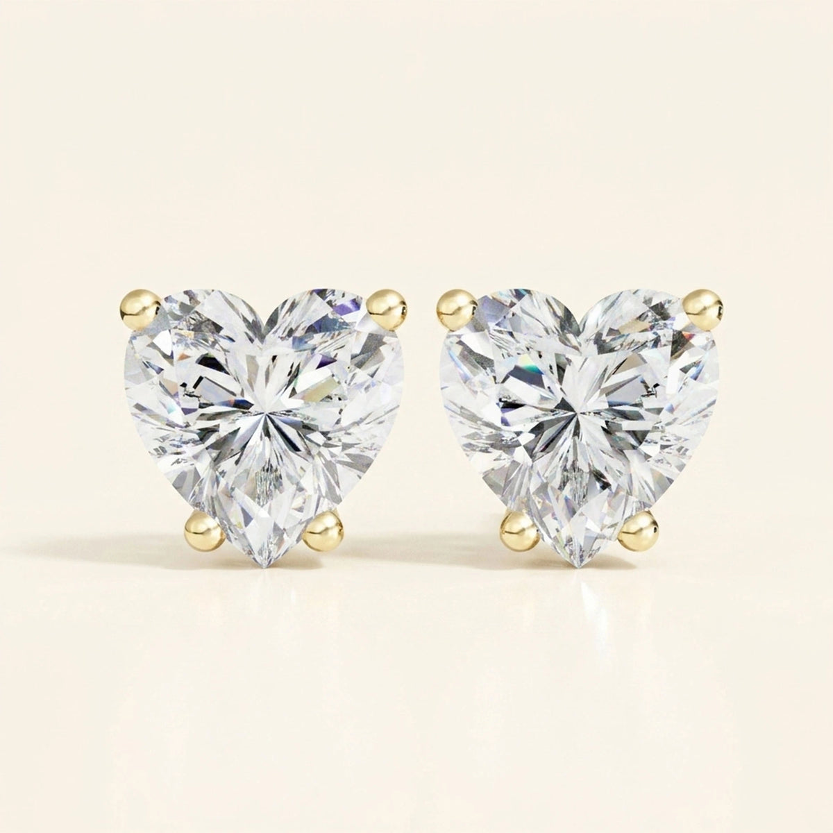 Front view of heart stud earrings 