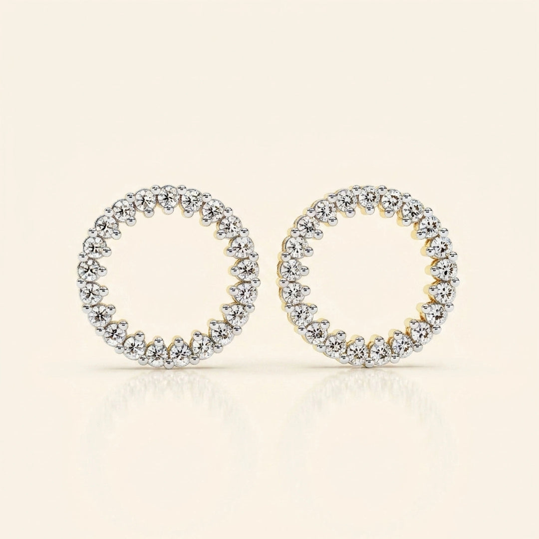 Boucles d'oreilles clous halo rond ouvert