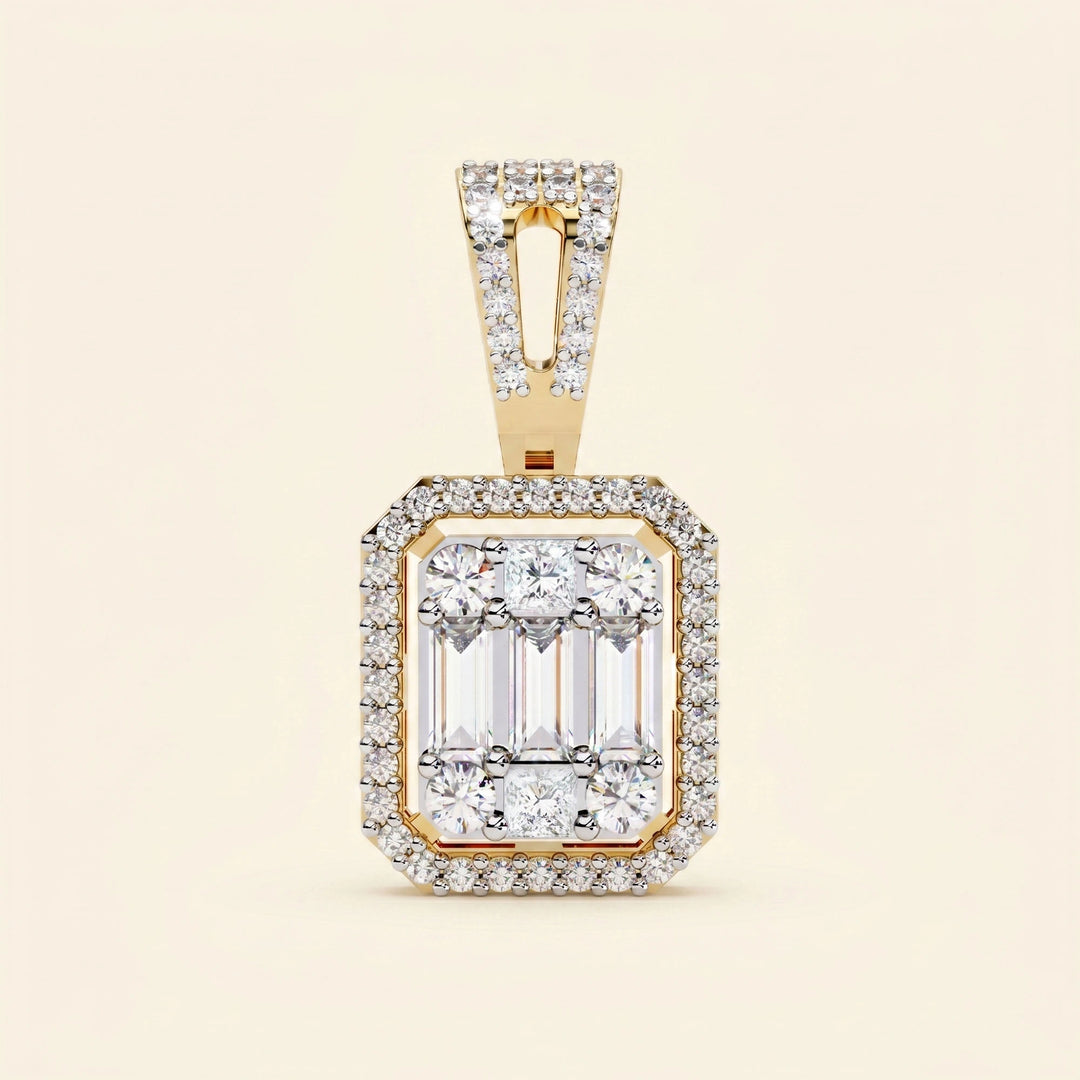 Emerald Shape Cluster Pendant