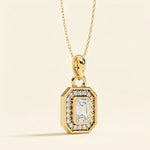 Load image into Gallery viewer, Emerald Cut Halo Necklace
