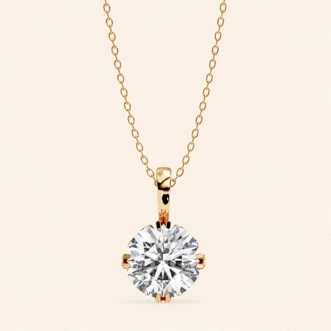 Round Solitaire Pendant Six Prong