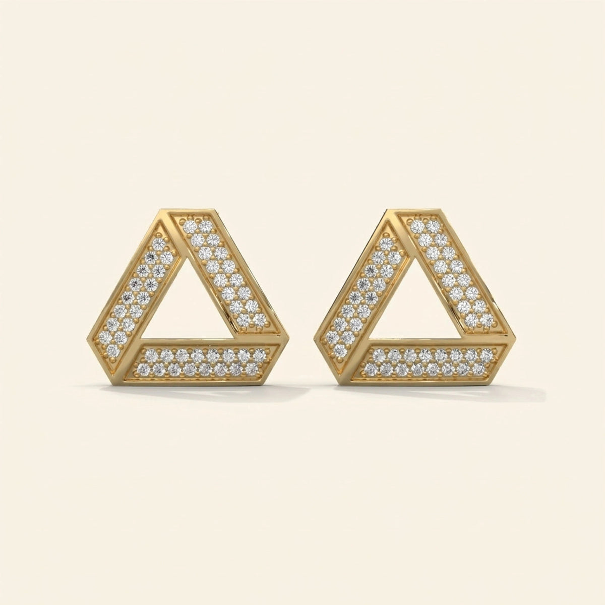 Front view of geometric stud earrings