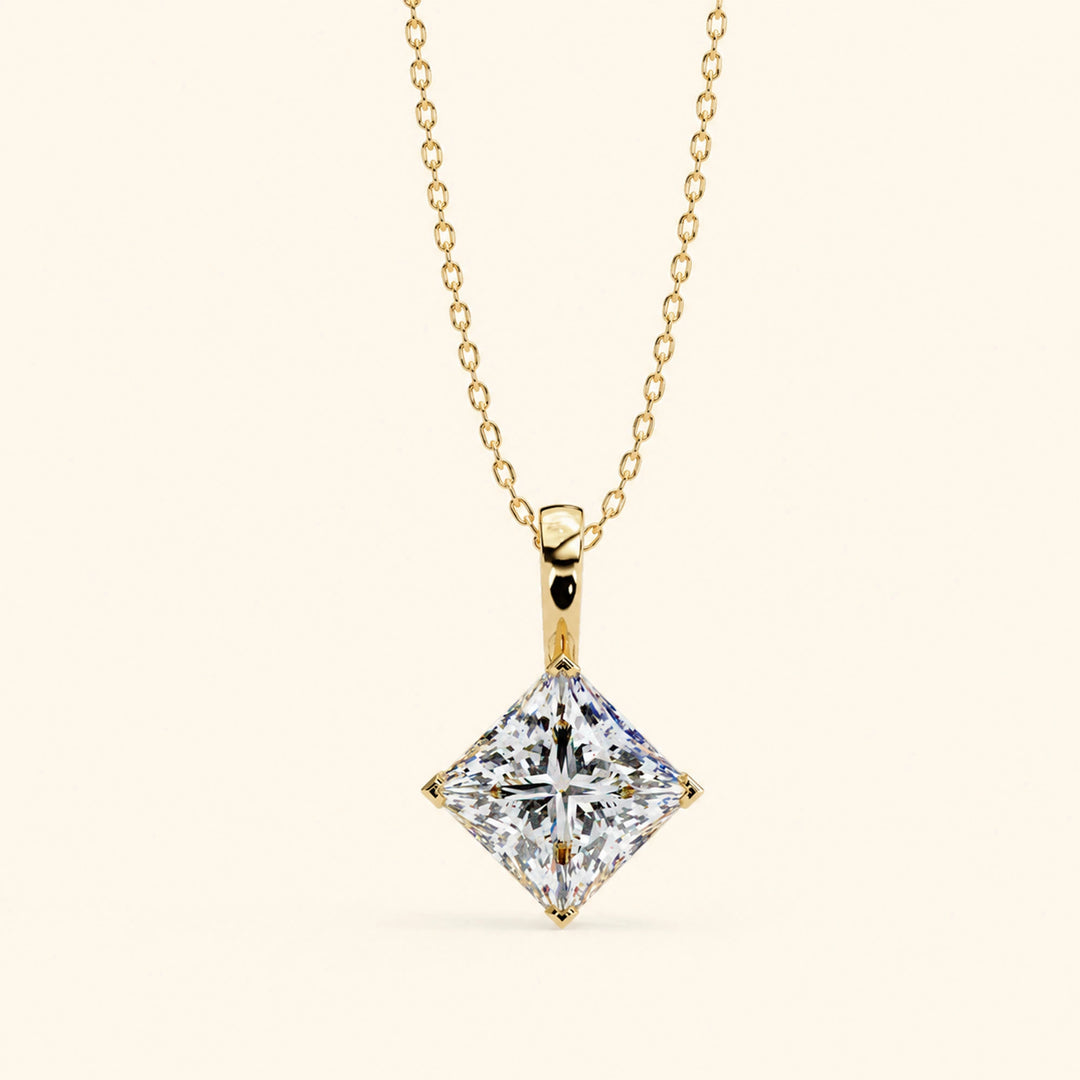 Princess Cut Solitaire Necklace