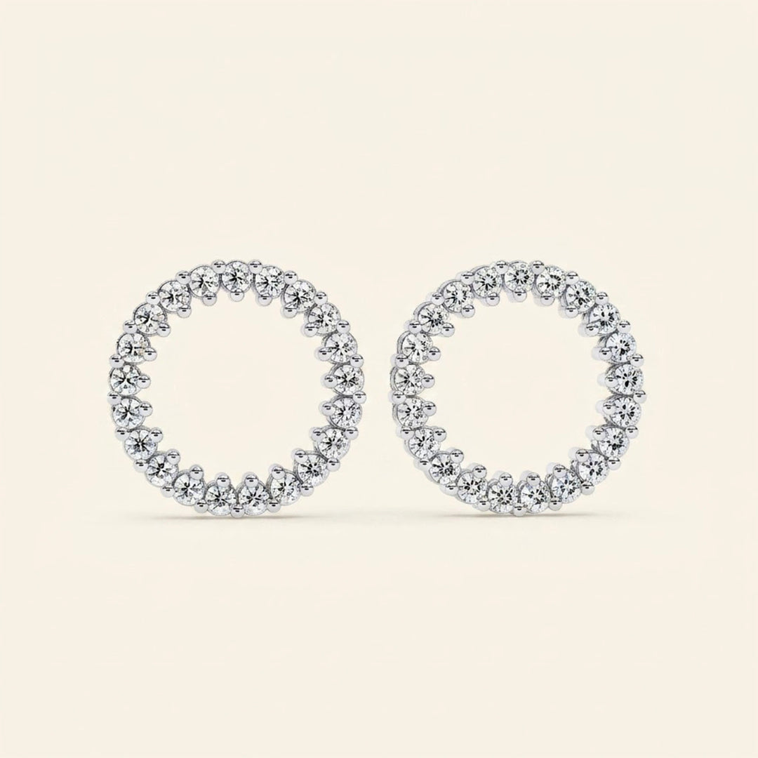 Boucles d'oreilles clous halo rond ouvert