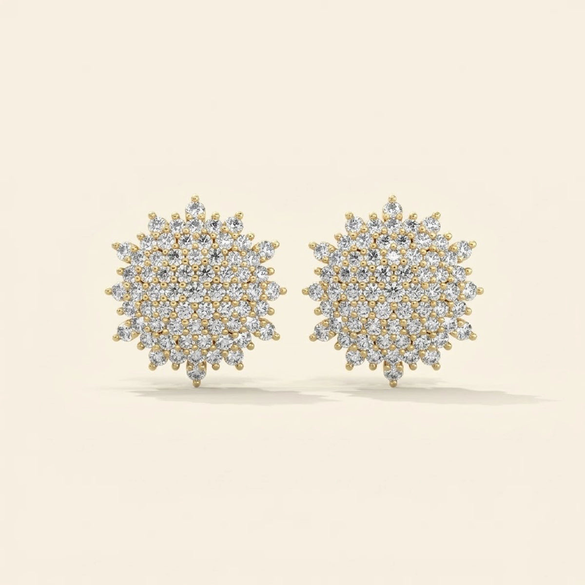 Front view of earrings studs floral design