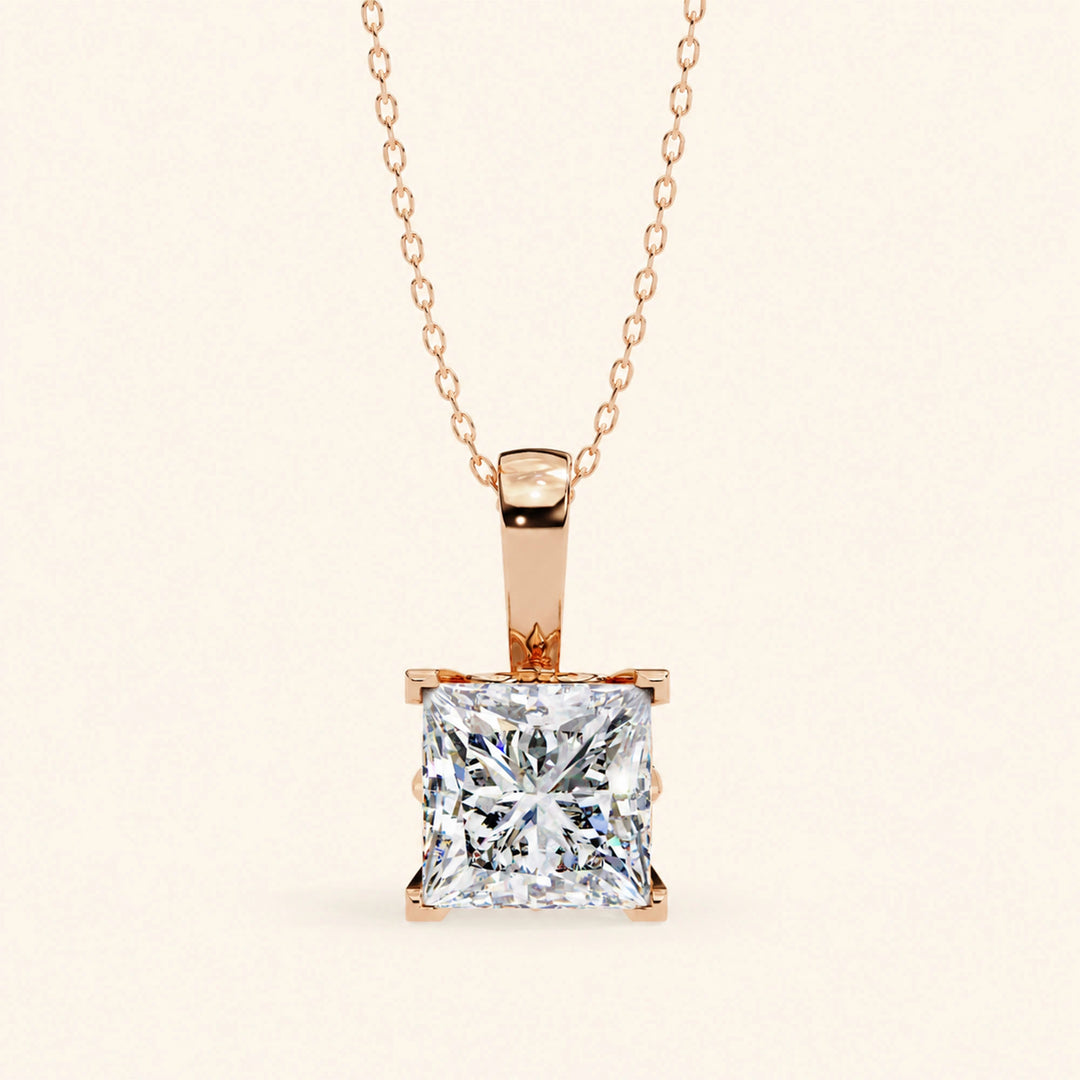 Princess Cut Pendant Bold Setting