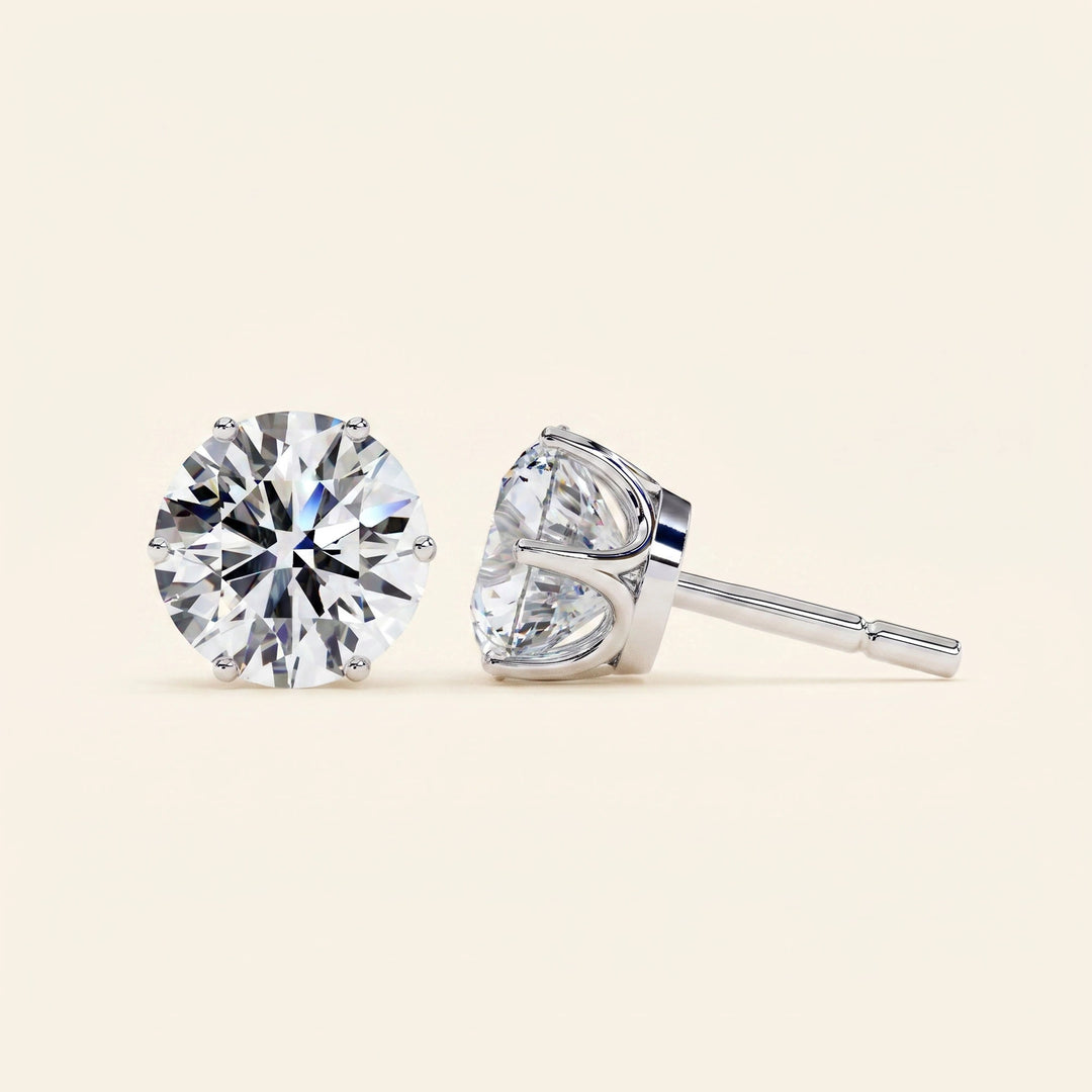 Six Prong Stud Earrings