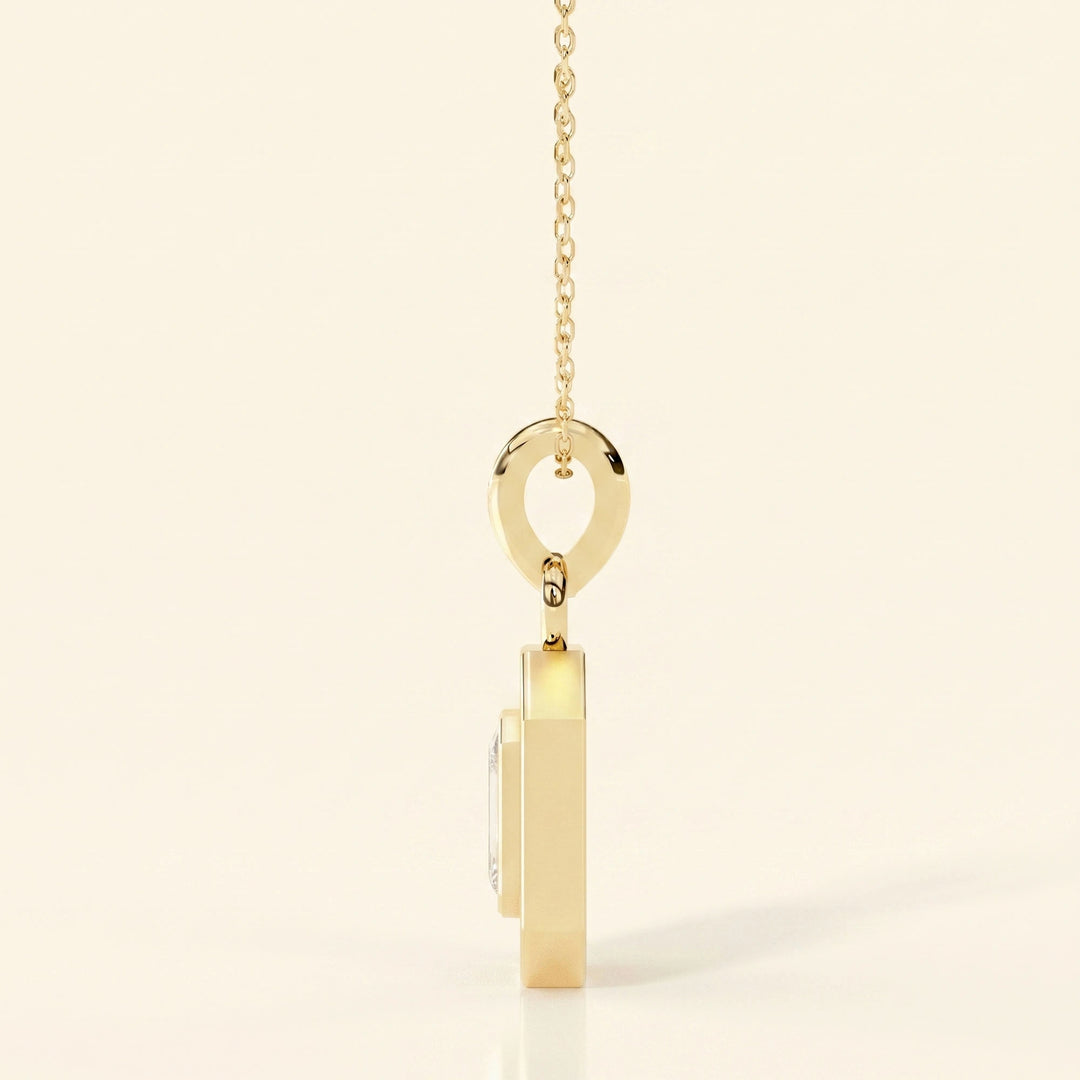 Emerald Cut Halo Necklace