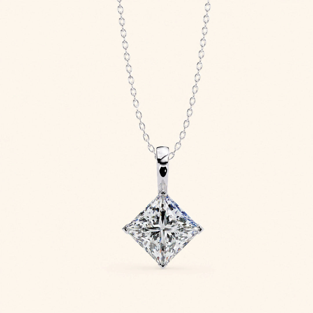 Princess Cut Solitaire Necklace